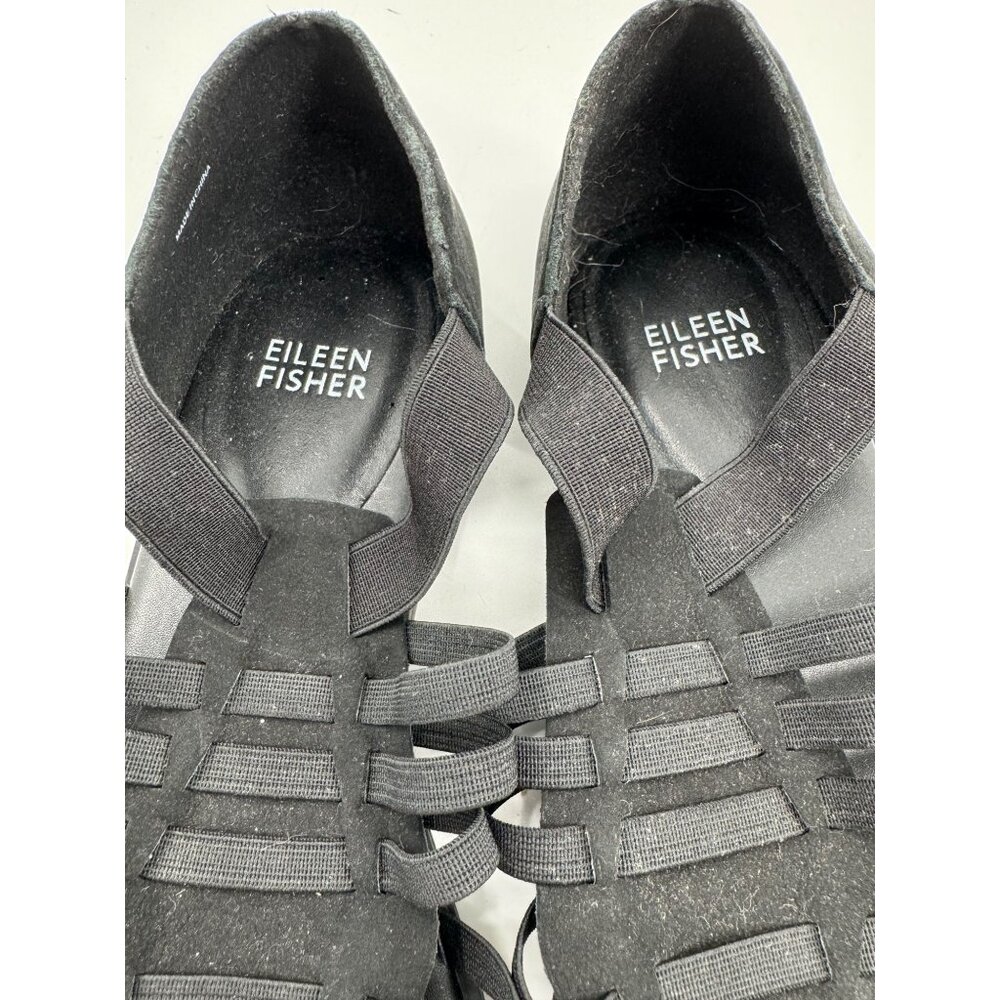 Eileen Fisher Rato Black Strappy Open Toe Flat Sandals Size 7 - Picture 4 of 7
